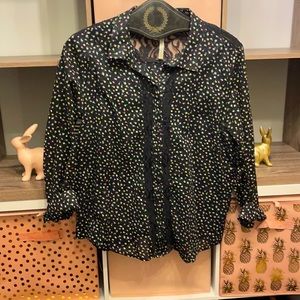 Floral Button-Down with Black Lace